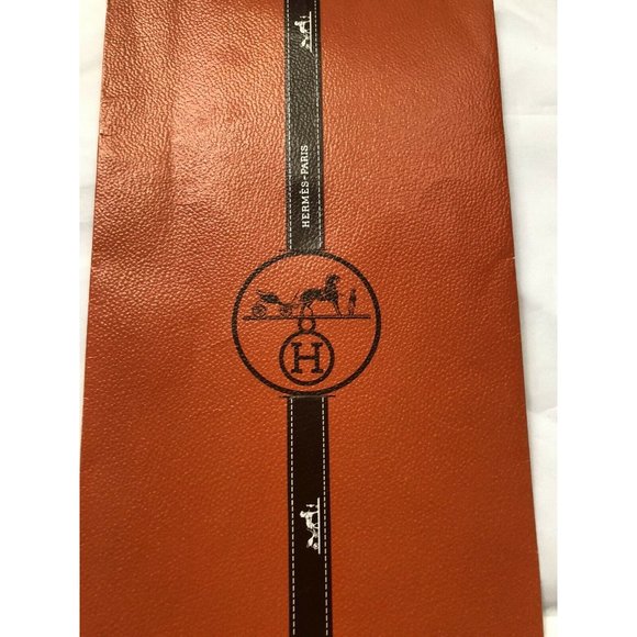 Hermes Reusable Paper Shopping Bag Orange 14.5" X 5.5" - Picture 3 of 10